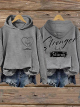 Retro Faith Mental Health Stronger Than The Storm Print Hoodie
