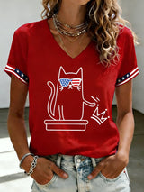 🔥Buy 3 Get 15% Off🔥Women's With Fun Print And No King Design V-Neck Short-Sleeved T-Shirt