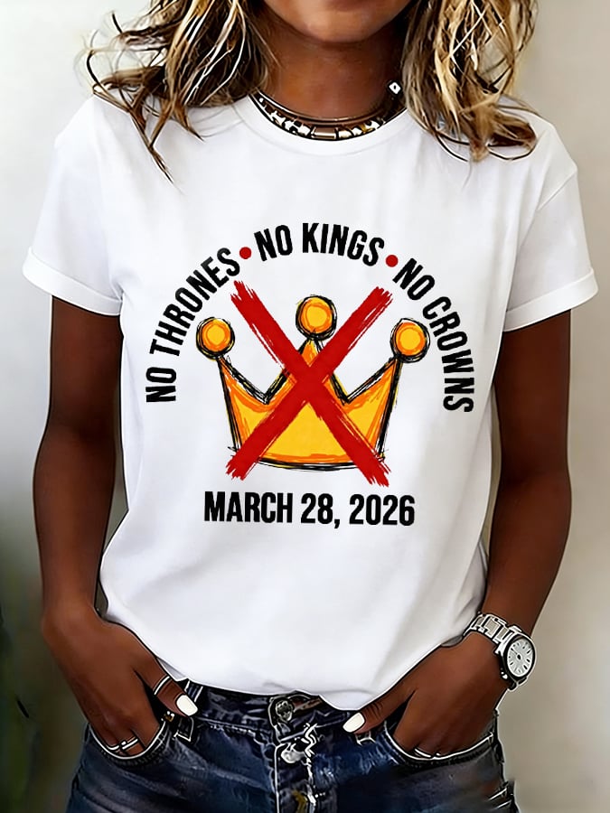 🔥Buy 3 Get 15% Off🔥Women's No Kings No Thrones Print T-shirt