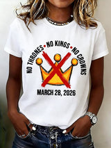 🔥Buy 3 Get 15% Off🔥Women's No Kings No Thrones Print T-shirt
