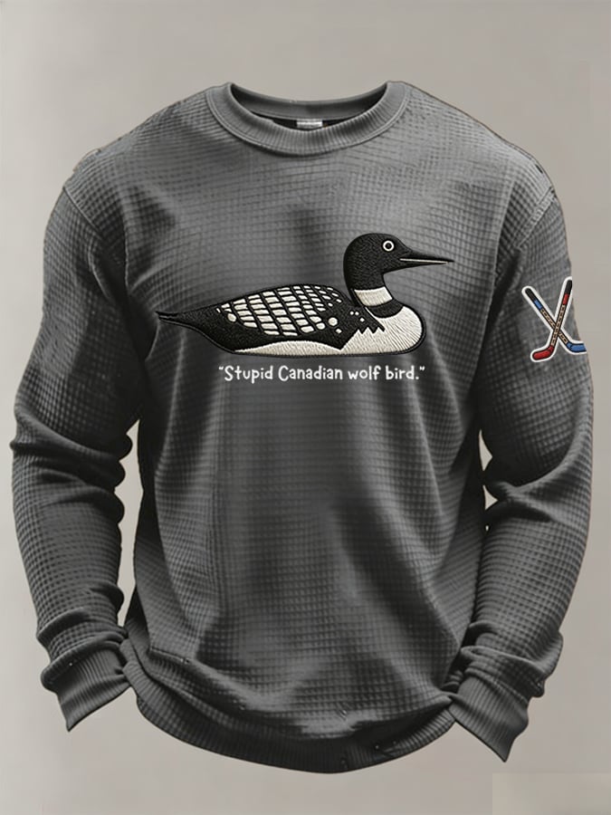 Men's Stupid Canadian wolf bird  Print Long-Sleeved T-Shirt