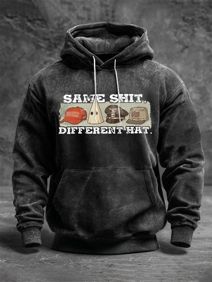 🔥Buy 3 Get 15% Off🔥Men'S Retro Same Shit Different Hat Print Casual Hoodie