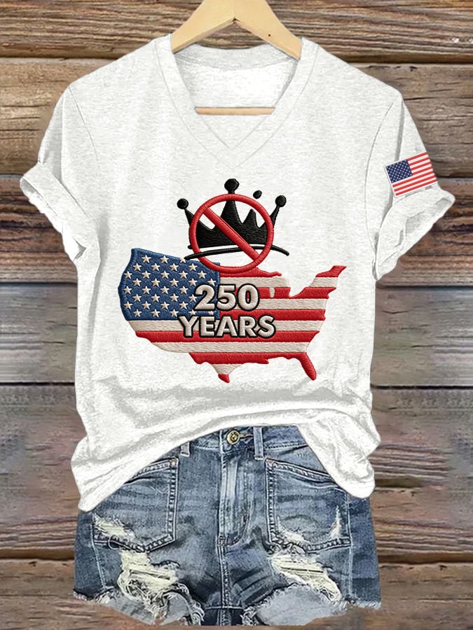 🔥Buy 3 Get 15% Off🔥Women's No Kings In America Print V Neck T-shirt