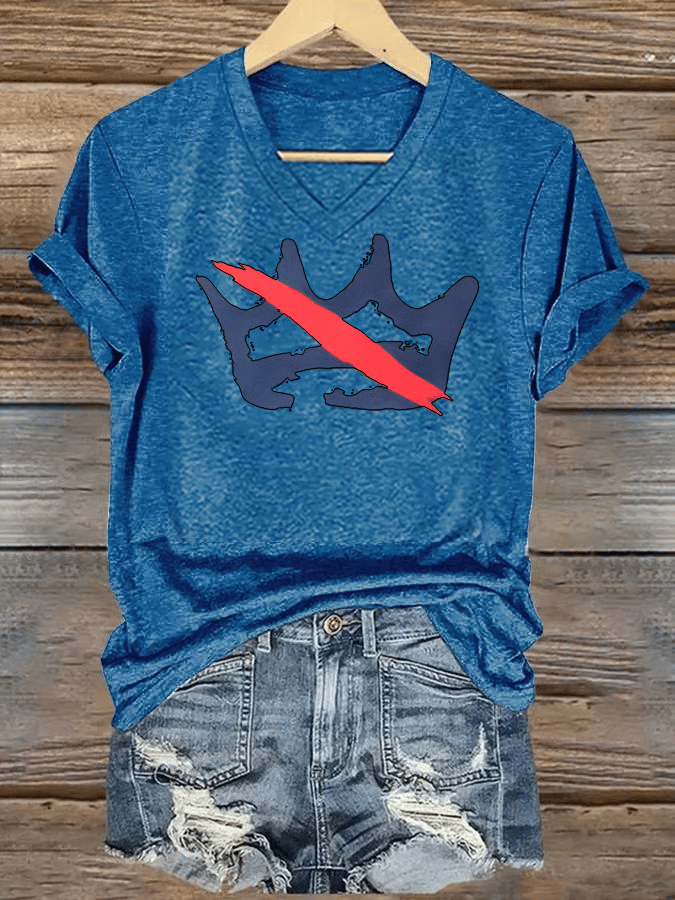 🔥Buy 3 Get 15% Off🔥Women's FDT NO KINGS Printed Casual V-Neck T-Shirt