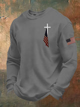 Men's Cross Print Casual Waffle T-Shirt