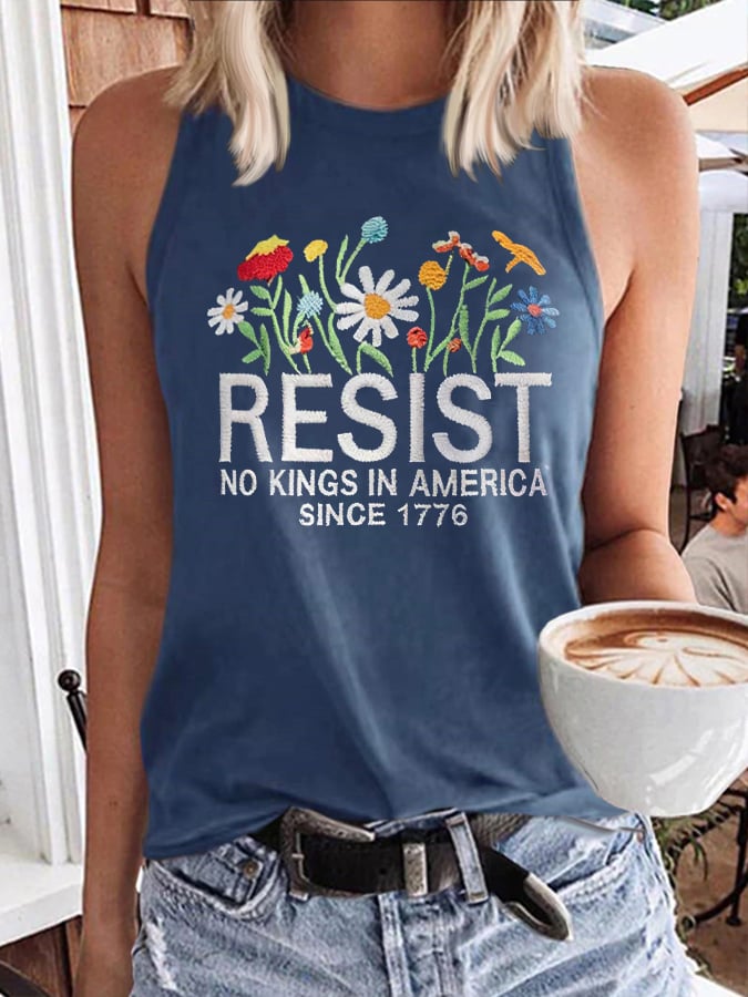 🔥Buy 3 Get 15% Off🔥Retro Retro Resist No Kings In America Since 1776 Print Tops Tank