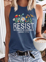 🔥Buy 3 Get 15% Off🔥Retro Retro Resist No Kings In America Since 1776 Print Tops Tank