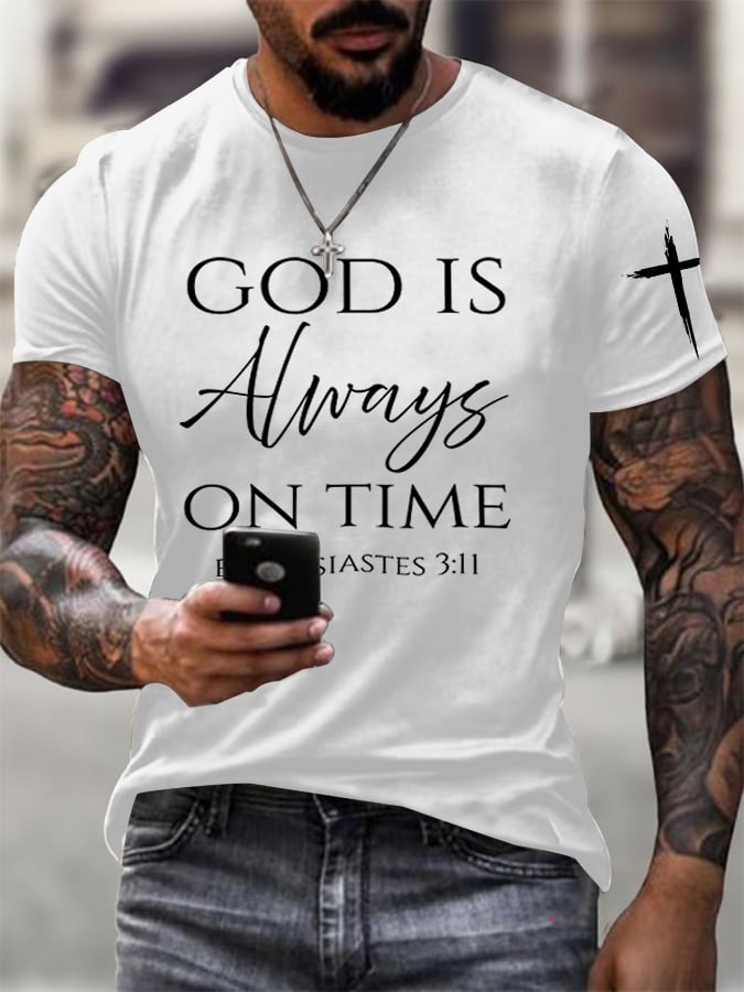 🔥Buy 3 Get 15% Off🔥Men's God Is Always On Time Printed Shirt