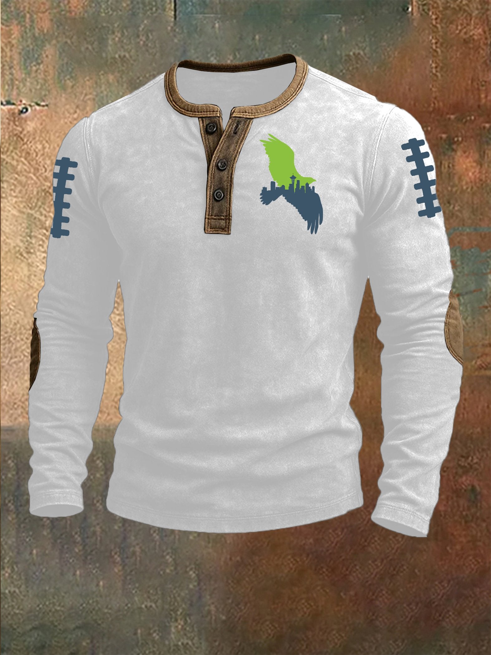 Men's Rugby Print Henley Top