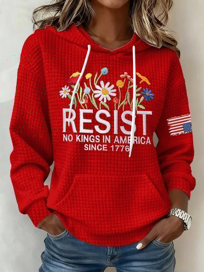 🔥Buy 3 Get 15% Off🔥Retro Resist No Kings In America Since 1776 Print Hoodie