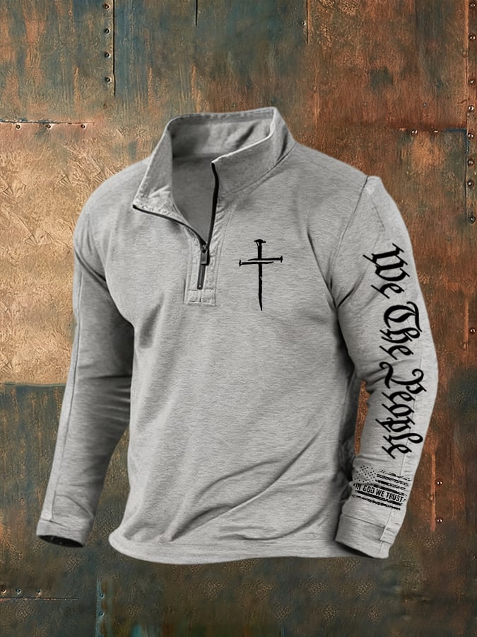 Men's Vintage Faith Cross Print Sweatshirt
