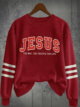 Women's Autumn Jesus Print Casual Sports Crew Neck Sweatshirt