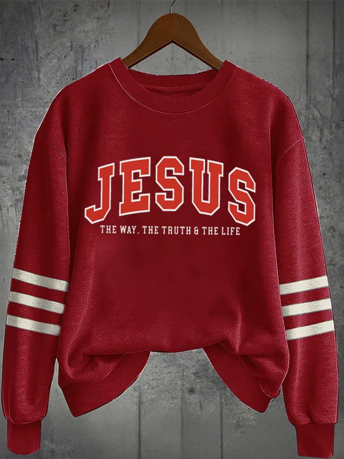 Women's Autumn Jesus Print Casual Sports Crew Neck Sweatshirt