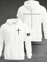 Men's Jesus The Way The Truth The Life John 14:6 Christian Cross Hooded Sweatshirt