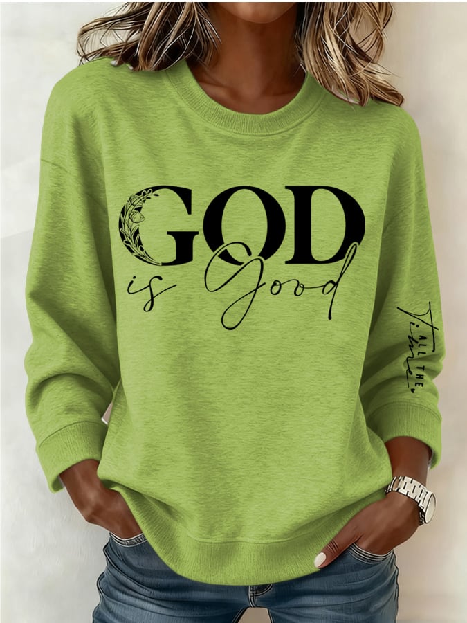 Women's Retro God Is Good Faith Printed Sweatshirt