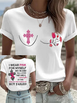 Women's Breast Cancer Awareness Print Round Neck T-Shirt
