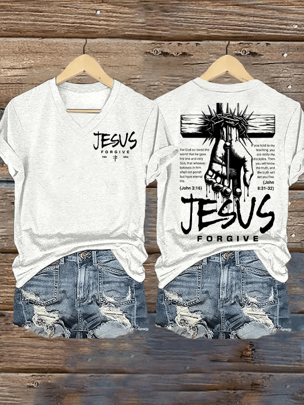 Women's  Jesus Loves You Chirtsian printing T-Shirt