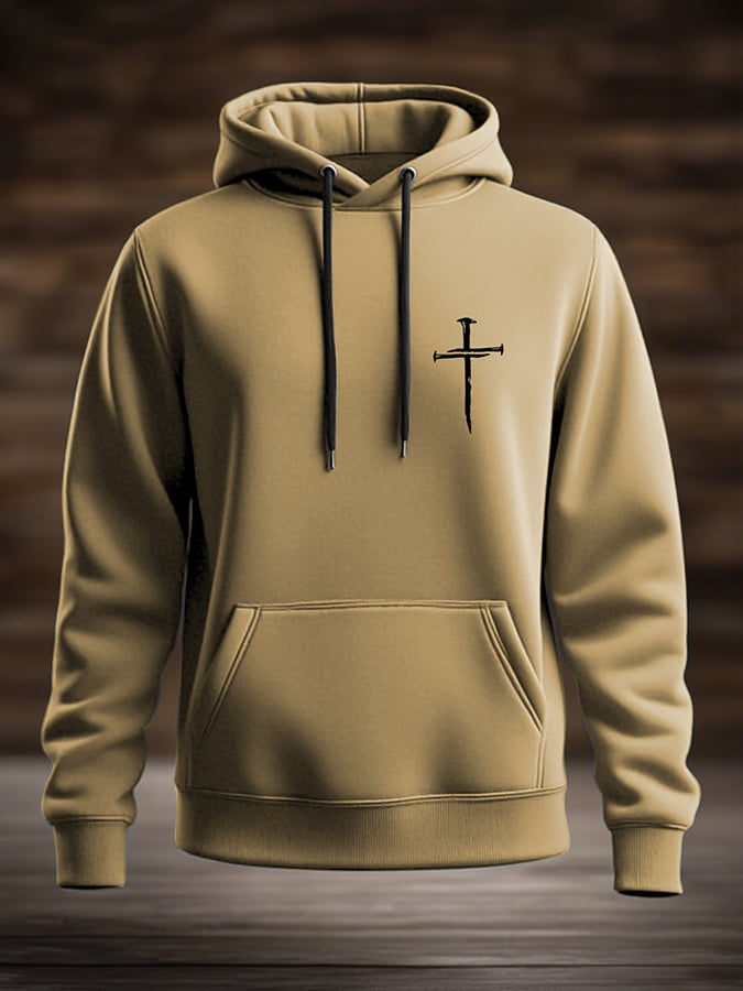 Men's Casual Retro Contrast Color Faith Hoodie