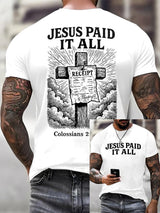 Men'S Casual "Jesus Paid It All" Faith Print T-Shirt