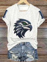 Women's Retro Football Printed T-Shirt