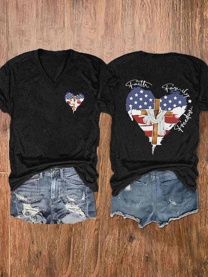 Women's Casual Christian Faith Graphic Print Short Sleeve T-Shirt