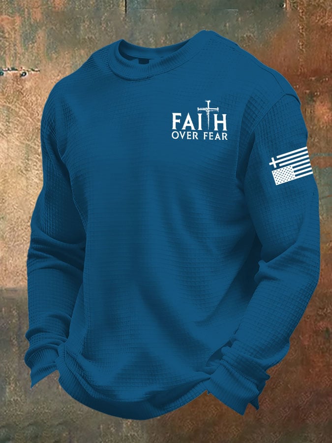 Men's Faith Over Fear Print Waffle T-Shirt