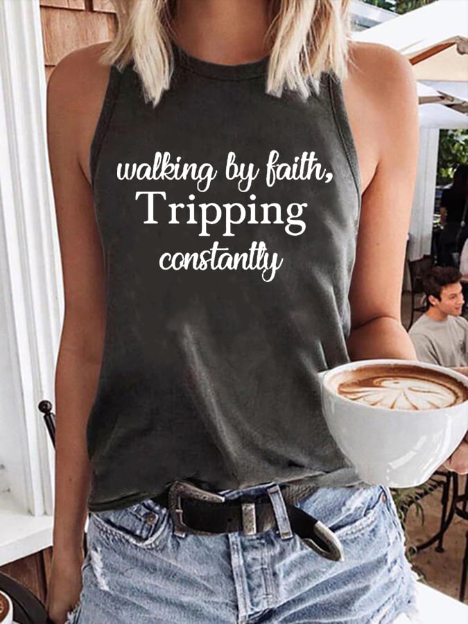 Women's Walking By Faith Tripping Constantly Print Vest