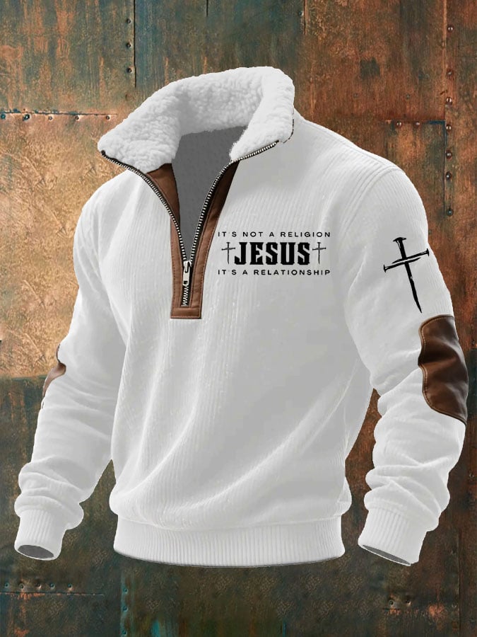 Men's Faith “IT'S NOT A RELIGION IT'S A RELATIONSHIP”Textured Sweatshirt