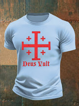 Jerusalem Cross Deus Vult Cotton T-shirt