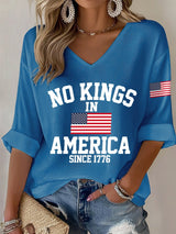 🔥Buy 3 Get 15% Off🔥V-Neck Retro No Kings In America Since 1776 Print T-Shirt