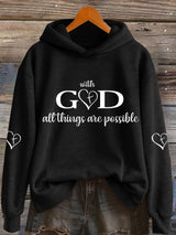 Women's With God All Things Are Possible Print Casual Sweatshirt
