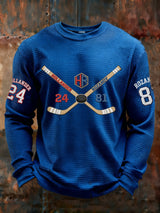Men's Retro Hockey Printed Casual Long-Sleeved Top