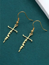 Faith Cross Letter Design Earrings