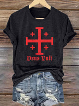 Jerusalem Cross Deus Vult Cotton T-shirt