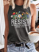🔥Buy 3 Get 15% Off🔥Retro Retro Resist No Kings In America Since 1776 Print Tops Tank