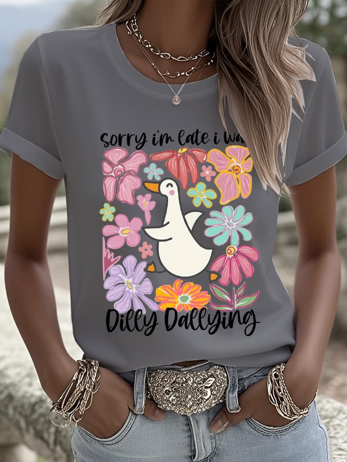 Women's Sorry I'm Late His Timing Not Mine Ecclesiastes 3:1 Funny Silly Goose T-Shirt