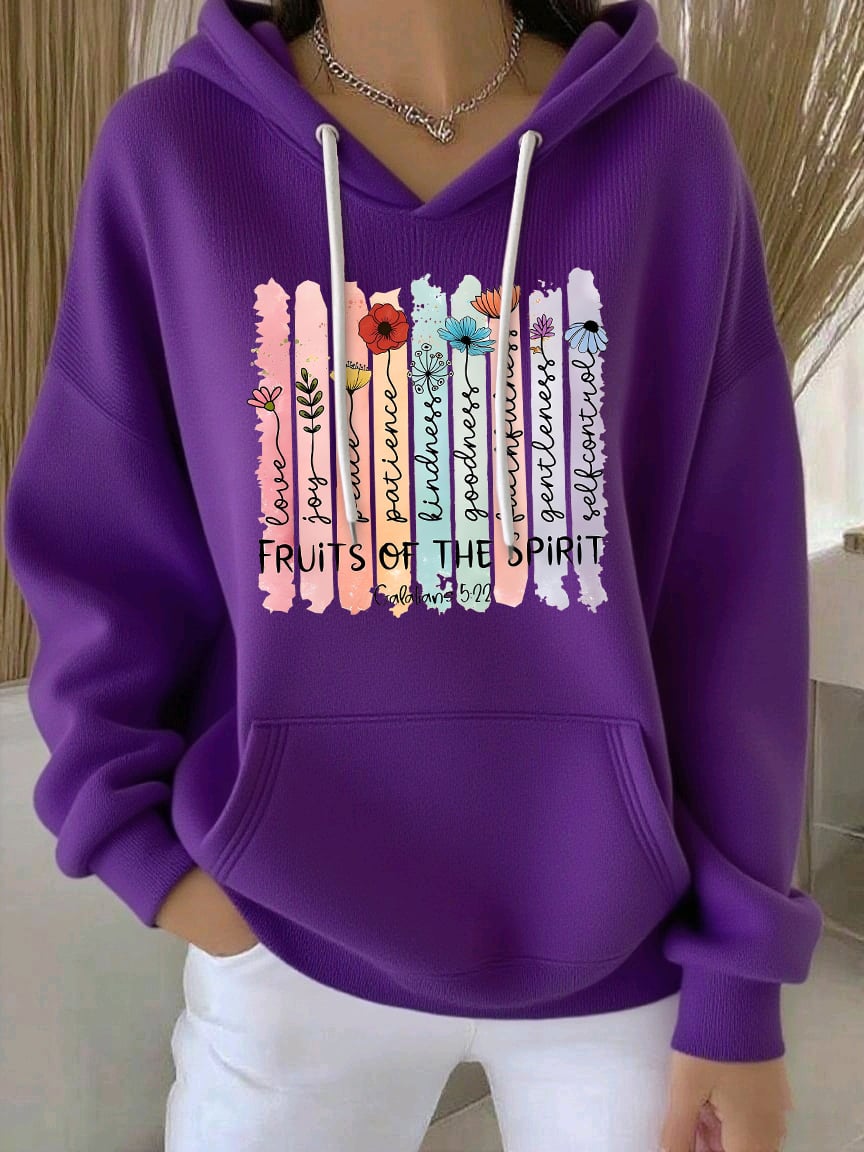Women's Faith Print Casual Hoodie