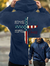 🔥Buy 3 Get 15% Off🔥Men's Stand For The Flag Kneel For The Cross Printed Casual Hoodie