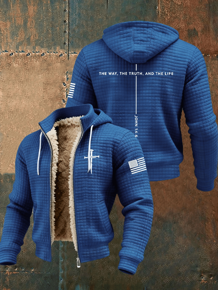 Men's Jesus The Way The Truth The Life Cross Zipper Hooded Jacket