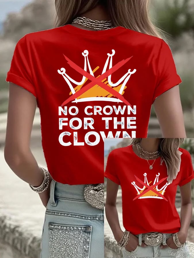 🔥Buy 3 Get 15% Off🔥Women's No Crown For The Clown Print V Neck T-shirt