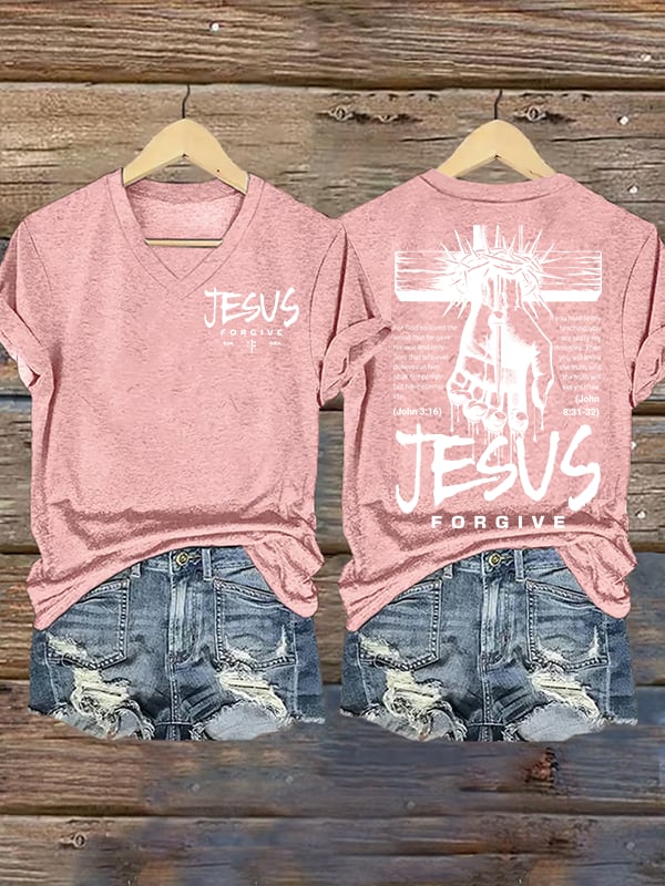 Women's  Jesus Loves You Chirtsian printing T-Shirt