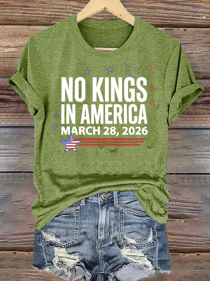 🔥Buy 3 Get 15% Off🔥Women's  NO KINGS IN AMERICA  Print  T-Shirt