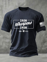 Men's Iron Sharpens Iron – Prov. 27:17 Faith Print Round Neck T-Shirt