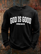 Men's God Is Good All The Time Printed Casual Long-Sleeved Top