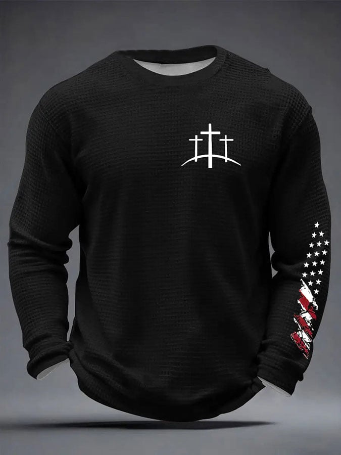 Men'S Faith Print Waffle Long Sleeve T-Shirt
