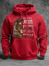 Men's Lion Of Judah Jesus Cross Faith Print Casual Hoodie