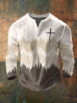 Men's Retro Color Block Print T-shirt