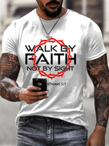 Jesus Walks by Faith Christian Cotton T-Shirt