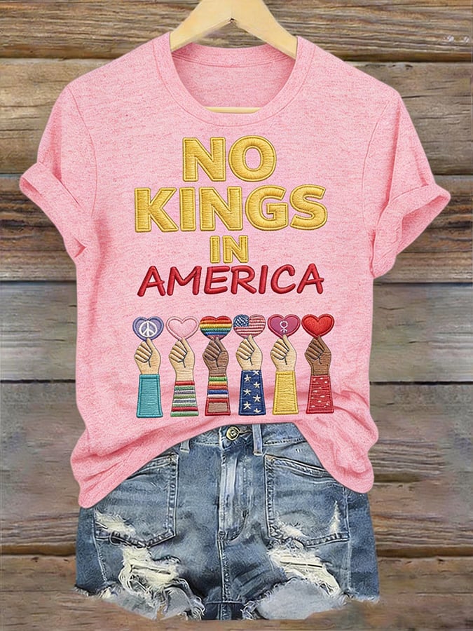 🔥Buy 3 Get 15% Off🔥V-Neck Retro No Kings III 50 State Nationwide Protest March 28th Print T-Shirt