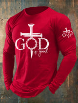 🔥Buy 3 Get 15% Off🔥Men's casual faith in a kind God printed long-sleeved T-shirt